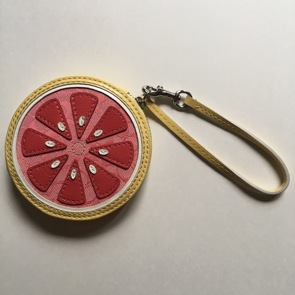 RARE Coach grapefruit coin purse